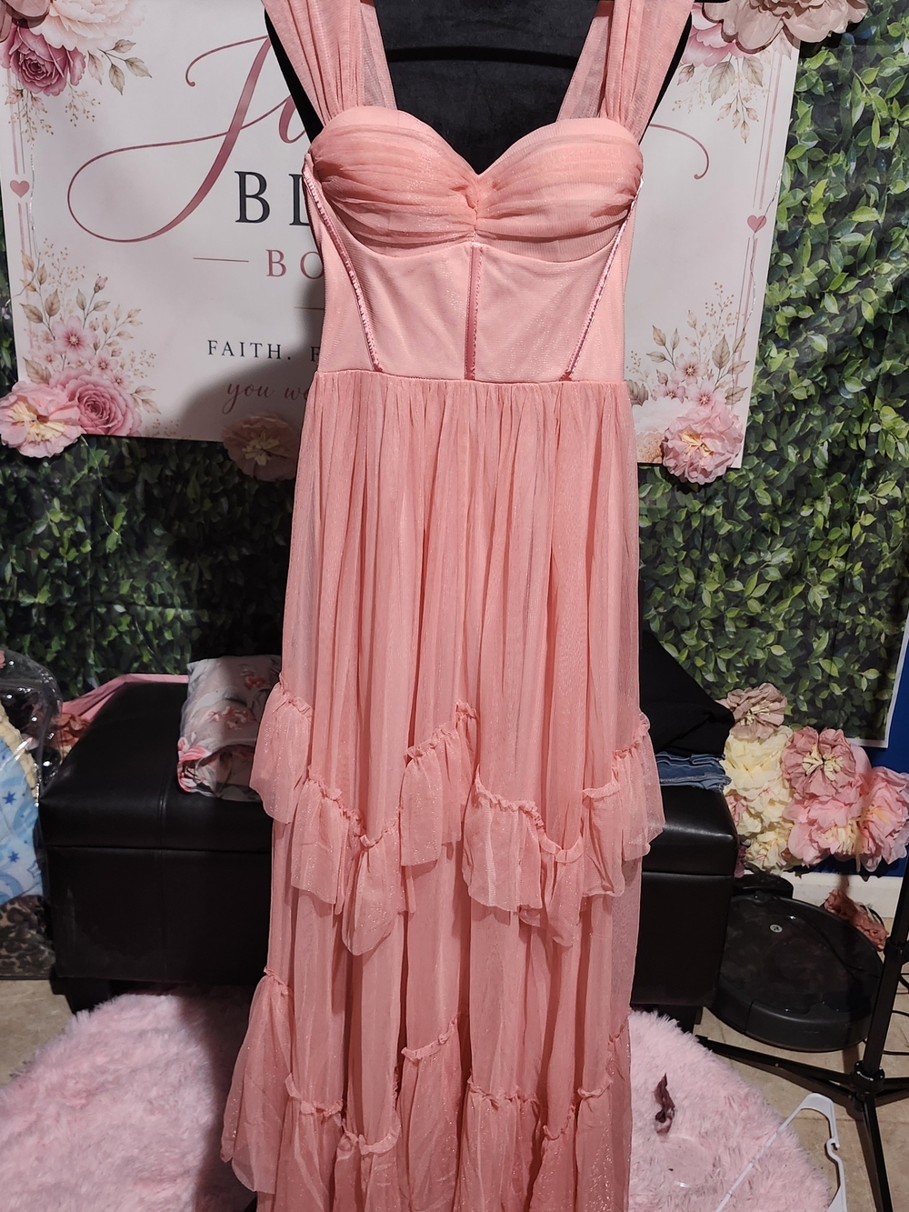 Lulus Stunning Pink Tiered Chiffon Maxi Dress - Sleeveless Sweetheart Neckline